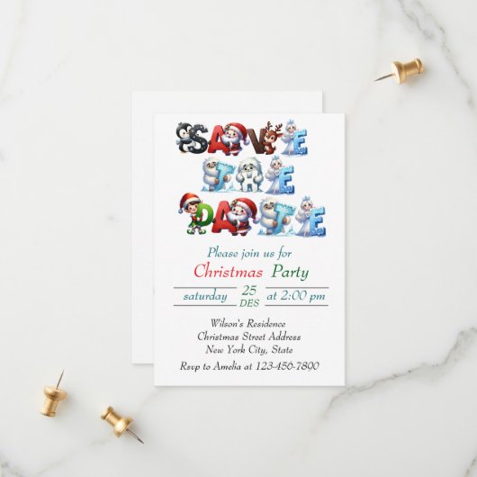 Botanische Waterverf met elegante kerst Save The Date (Voorkant / Achterkant in situ)