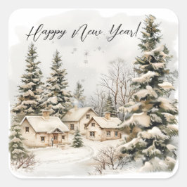 Botanische Waterverf met elegante kerst Vierkante Sticker