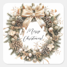 Botanische Waterverf met elegante kerst Vierkante Sticker