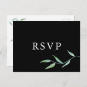 Botanische Waterverf Modern Zwart RSVP Uitnodiging Briefkaart (Voorkant / Achterkant)