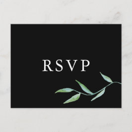 Botanische Waterverf Modern Zwart RSVP Uitnodiging Briefkaart