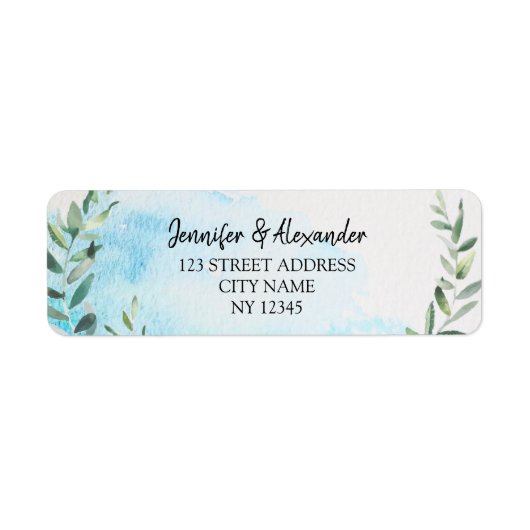 Botanische Waterverf olijfbladeren trouwe bruiloft Etiket (Voorkant)