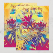 Botanische Waterverf op grond van geboorte-dag Gar Feestdagenkaart (Voorkant / Achterkant)