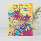 Botanische Waterverf op grond van geboorte-dag Gar Feestdagenkaart (Staand voorkant)