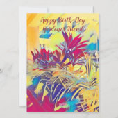Botanische Waterverf op grond van geboorte-dag Gar Feestdagenkaart (Achterkant)