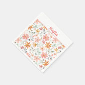 Botanische waterverf op maat roze wit servet (Hoek)