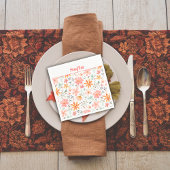 Botanische waterverf op maat roze wit servet