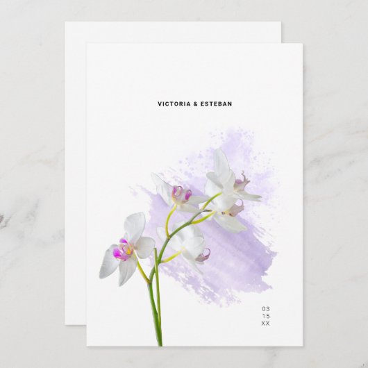 Botanische Waterverf Orchidee bruiloft uitnodiging (Voorkant / Achterkant)