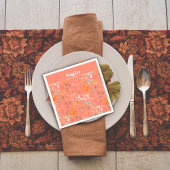 Botanische waterverf patroon aangepaste sinaasappe servet