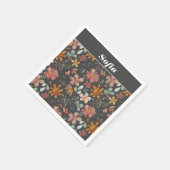 Botanische waterverf patroon op maat grijs servet (Hoek)