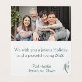 Botanische Waterverf Peace Love Christmas Kaart (Binnenkant ongevouwen)