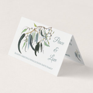 Botanische Waterverf Peace Love Christmas Kaart