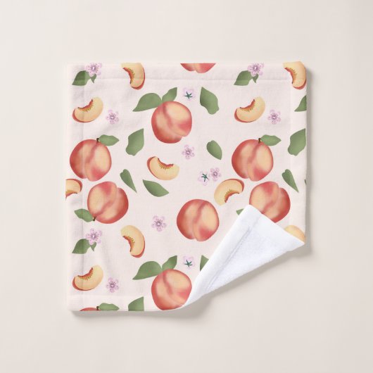 Botanische Waterverf Perziken & Bloesems Bad Handdoek (Wasdoekje)
