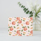 Botanische Waterverf Perziken & Bloesems Briefkaart (Staand voorkant)