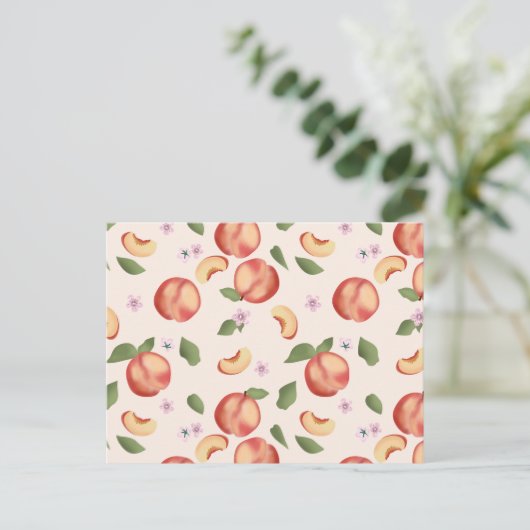 Botanische Waterverf Perziken & Bloesems Briefkaart (Staand voorkant)