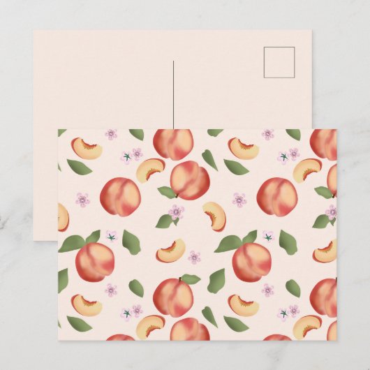 Botanische Waterverf Perziken & Bloesems Briefkaart (Voorkant / Achterkant)