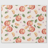 Botanische Waterverf Perziken & Bloesems Cadeaupapier (Vlak)