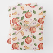 Botanische Waterverf Perziken & Bloesems Inpakpapier Vel (In situ)