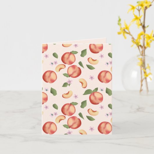 Botanische Waterverf Perziken & Bloesems Kaart (Gele Bloem)