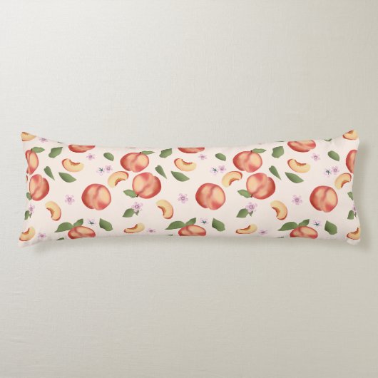 Botanische Waterverf Perziken & Bloesems Lichaamskussen (Voorkant)