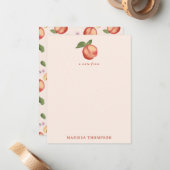 Botanische Waterverf Perziken & Bloesems Notitiekaartje (Voorkant / Achterkant in situ)