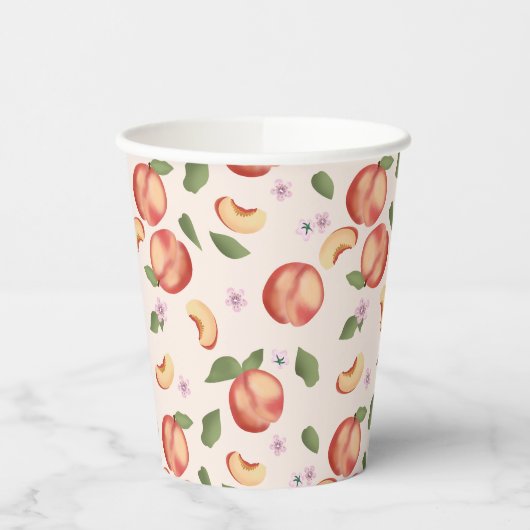 Botanische Waterverf Perziken & Bloesems Papieren Bekers (Links)