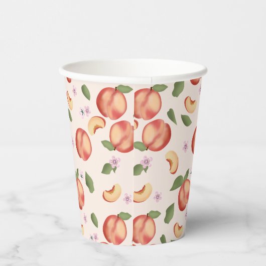 Botanische Waterverf Perziken & Bloesems Papieren Bekers (Rechts)