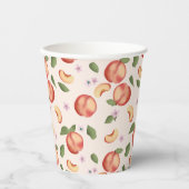 Botanische Waterverf Perziken & Bloesems Papieren Bekers (Voorkant)