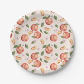 Botanische Waterverf Perziken & Bloesems Papieren Bordje (Voorkant)