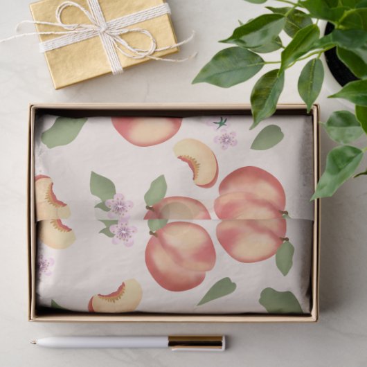 Botanische Waterverf Perziken & Bloesems Tissuepapier (Geschenk)