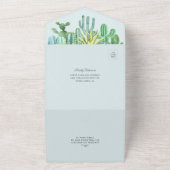 Botanische Waterverf Planten Moderne bruiloft All In One Uitnodiging (Buitenkant)