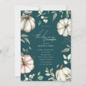 Botanische Waterverf Pompoen Thanksgiving Diner Kaart (Voorkant)