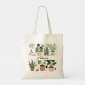 Botanische Waterverf Potted Planten Tote Bag (Achterkant)
