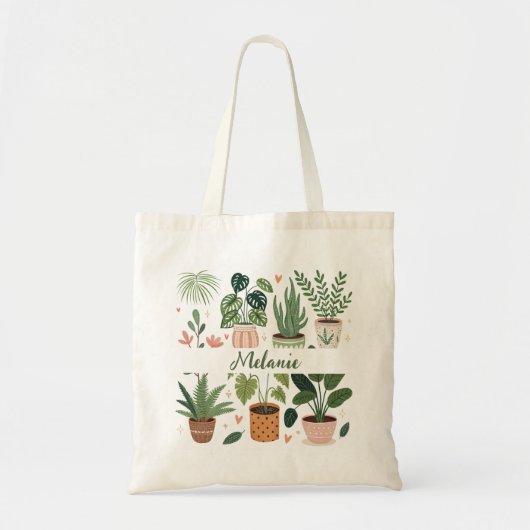 Botanische Waterverf Potted Planten Tote Bag (Voorkant)
