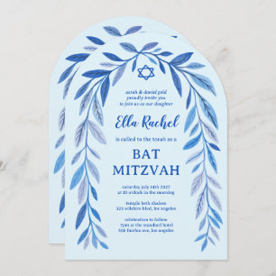 Botanische Waterverf QR Code Bar Bat Mitswa Boog Kaart