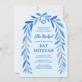 Botanische Waterverf QR Code Bar Bat Mitswa Boog Kaart (Voorkant)