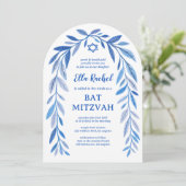 Botanische Waterverf QR Code Bar Bat Mitswa Boog Kaart (Staand voorkant)