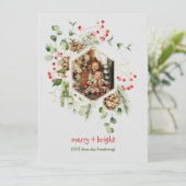 Botanische Waterverf Rode bessen vrolijk en helder Feestdagenkaart (Staand voorkant)