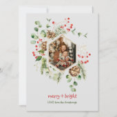 Botanische Waterverf Rode bessen vrolijk en helder Feestdagenkaart (Voorkant)