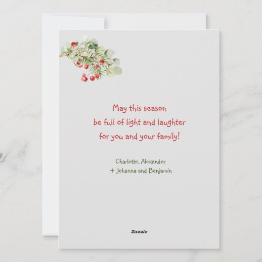 Botanische Waterverf Rode bessen vrolijk en helder Feestdagenkaart (Achterkant)