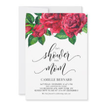 Botanische Waterverf Rood rozen Baby shower