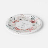 Botanische Waterverf Roos Tuin bruiloft Papieren Bordje (Gekanteld)