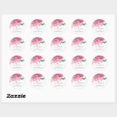 Botanische Waterverf Roze Bloemen Bruiloft Ronde Sticker (Vel)
