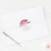Botanische Waterverf Roze Bloemen Bruiloft Ronde Sticker (Envelop)