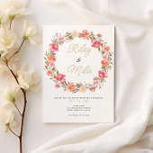 Botanische waterverf roze bloemenherfst bruiloft kaart