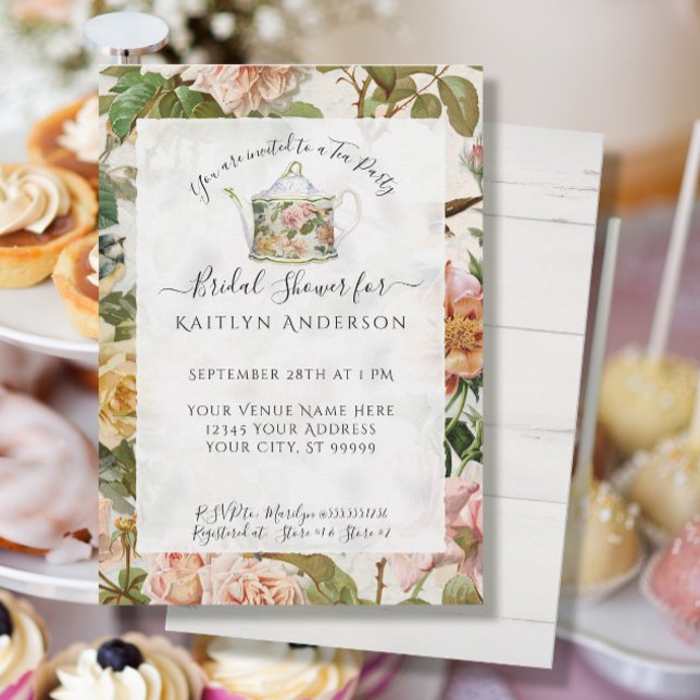 Botanische Waterverf Roze Floral Tea Party Bridal (Creator heeft geüpload)