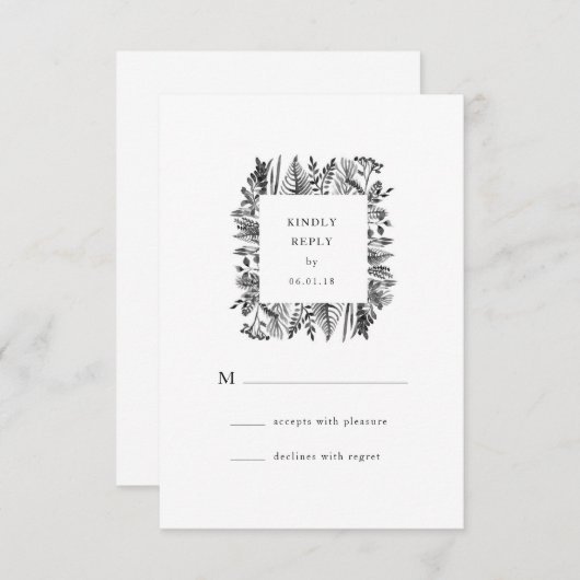 Botanische Waterverf RSVP-kaart RSVP Kaartje (Voorkant / Achterkant)