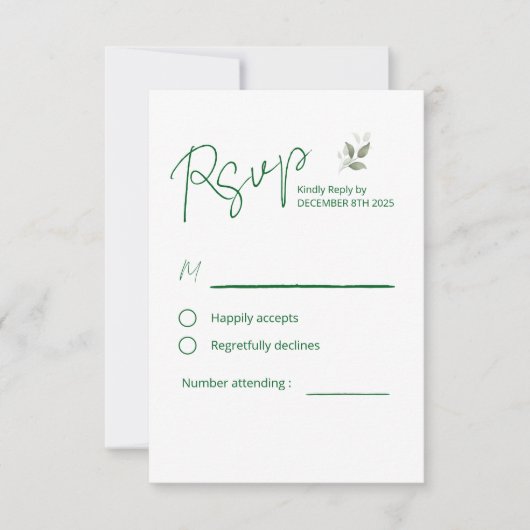 Botanische waterverf RSVP kaartje (Voorkant)