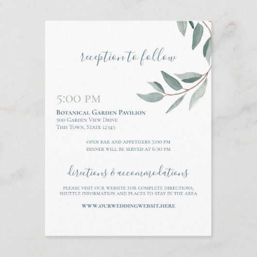 Botanische Waterverf Sage en Dusty Blue Vine info Informatiekaartje (Voorkant)