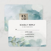 Botanische Waterverf Schilderen Bruiloft RSVP Kaar (Voorkant / Achterkant)
